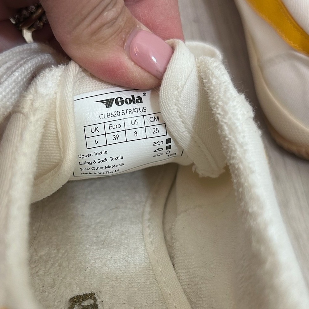 Gola Stratus Women 8 Off-White Yellow Canvas Low Top Sneakers CLB620 Heritage - Picture 7 of 7